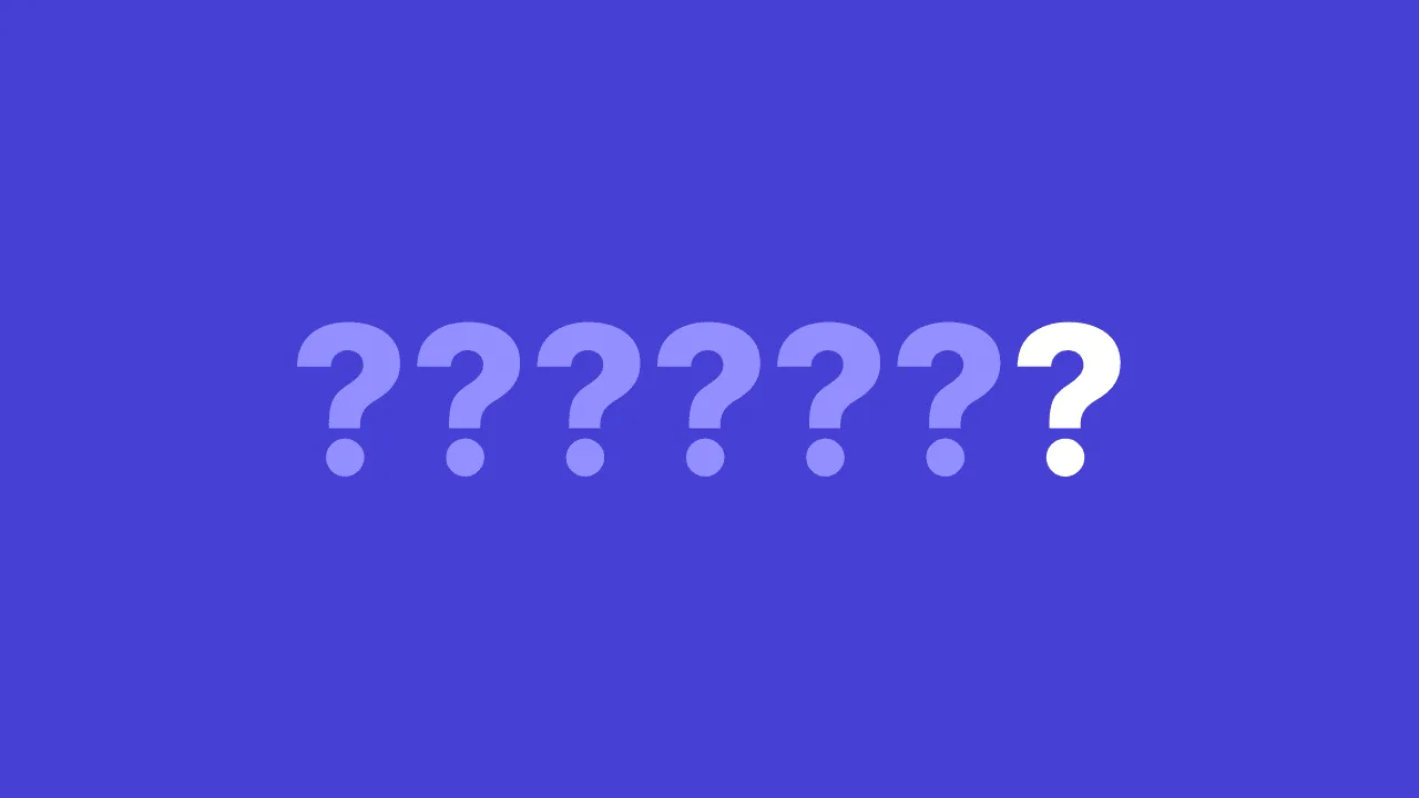 There are 7 question marks, with only the last one being brighter.